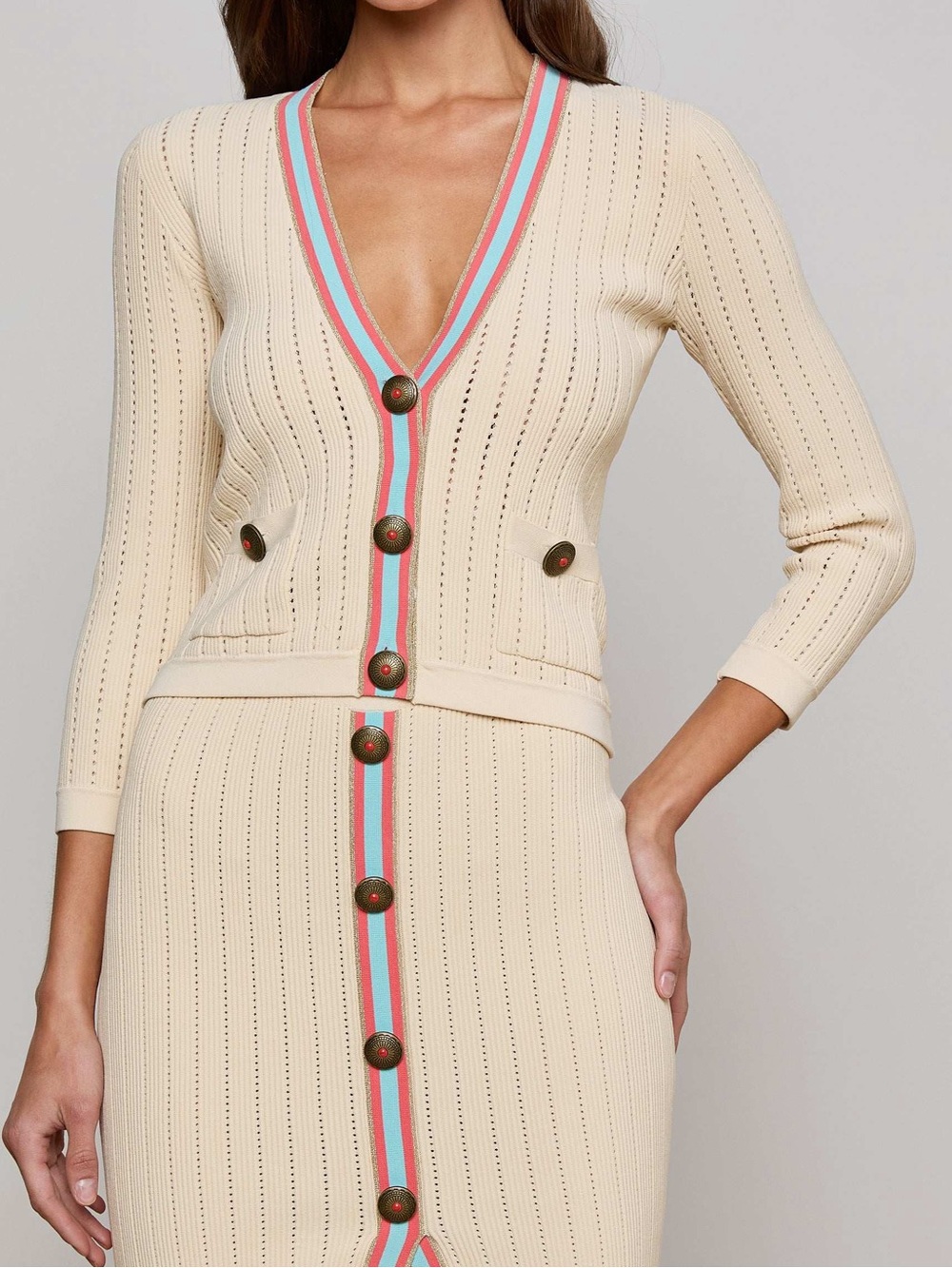 L’agence Irvin pointelle knit cardigan